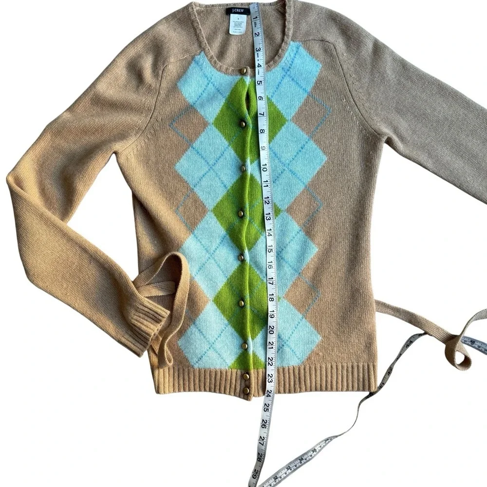 J.Crew Vintage Cardigan Merino Wool/ Angora / Cashmere Argyle Preppy Academia S - Picture 11 of 15